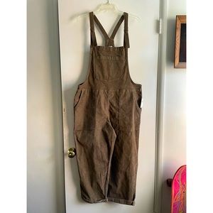 Aerie corduroy overalls size L brown/tan